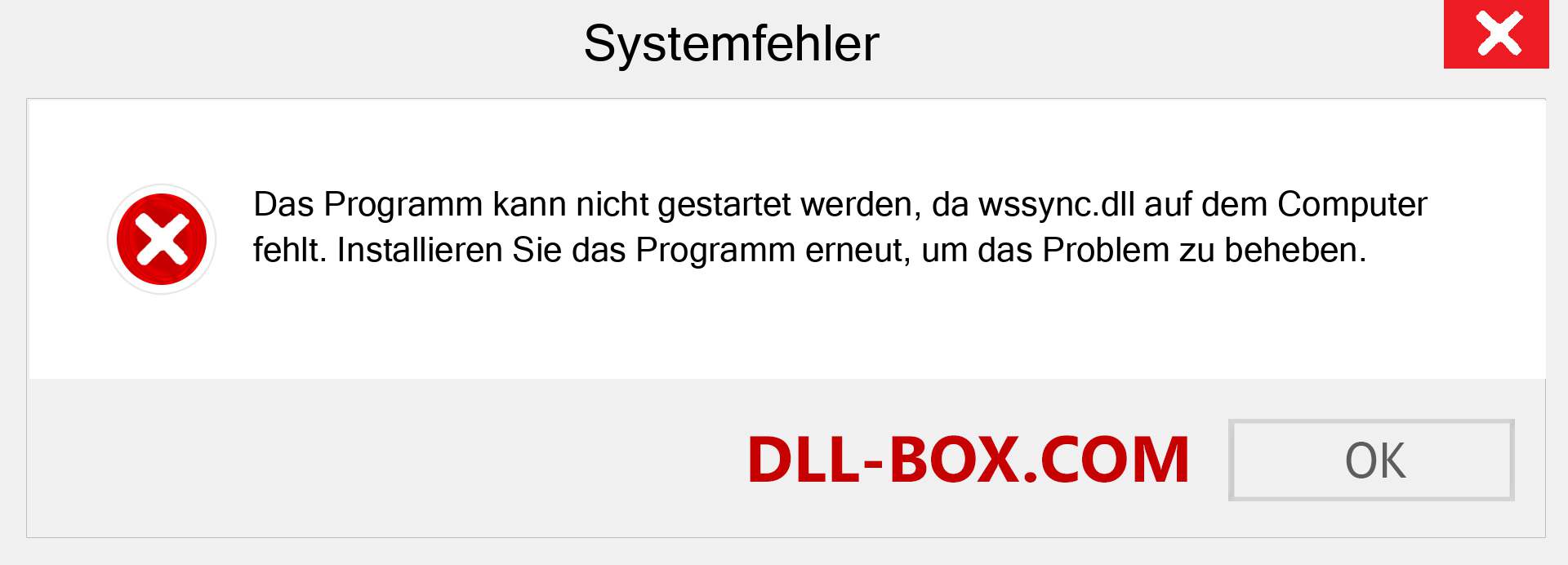 wssync.dll-Datei fehlt?. Download für Windows 7, 8, 10 - Fix wssync dll Missing Error unter Windows, Fotos, Bildern